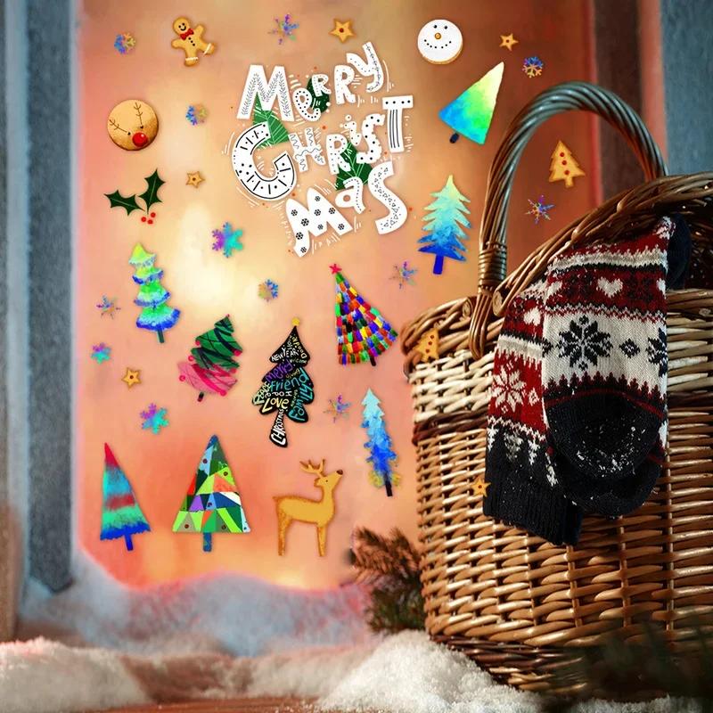 Living Room Home Decoration Wall Sticker Merry Christmas Static Glass Sticker Window Decoration Sticker