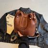 New autumn and winter retro fashion simple texture bucket bag versatile shoulder messenger commuter bag