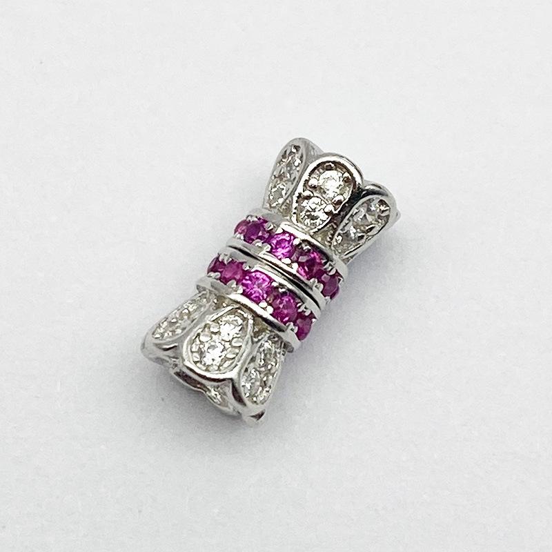 S925 Sterling Silver Zirconia Double Layer Rotating Screw Clasp for DIY Pearl Necklace 925 Silver