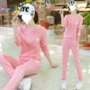 Spring and Autumn Fashion Printed Long-Sleeved Sweatshirt Casual Running Sports Outfit Set of Two Pieces for Women