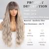 MISSQUEEN Perucă pentru femei Ombre Maro Gri Culoare Perucă ondulată lungă cu breton Fibră sintetică Femei Purtări zilnice Perucă ondulată Cosplay