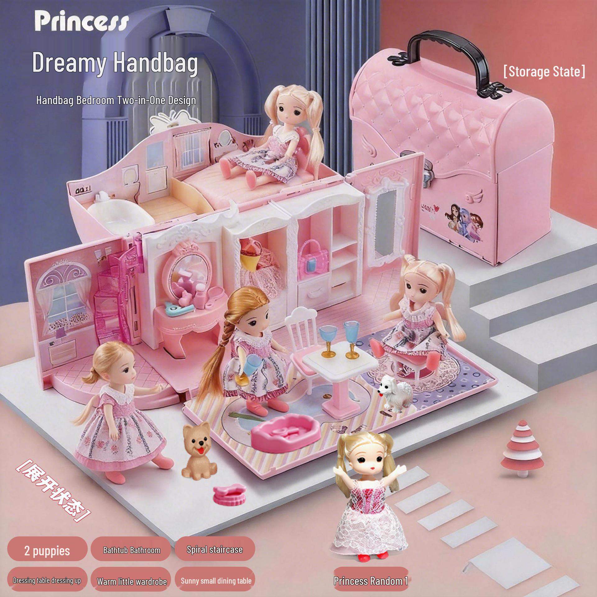 Children s Princess Castle Dollhouse Handbag Toy for Girls Ages 3-6