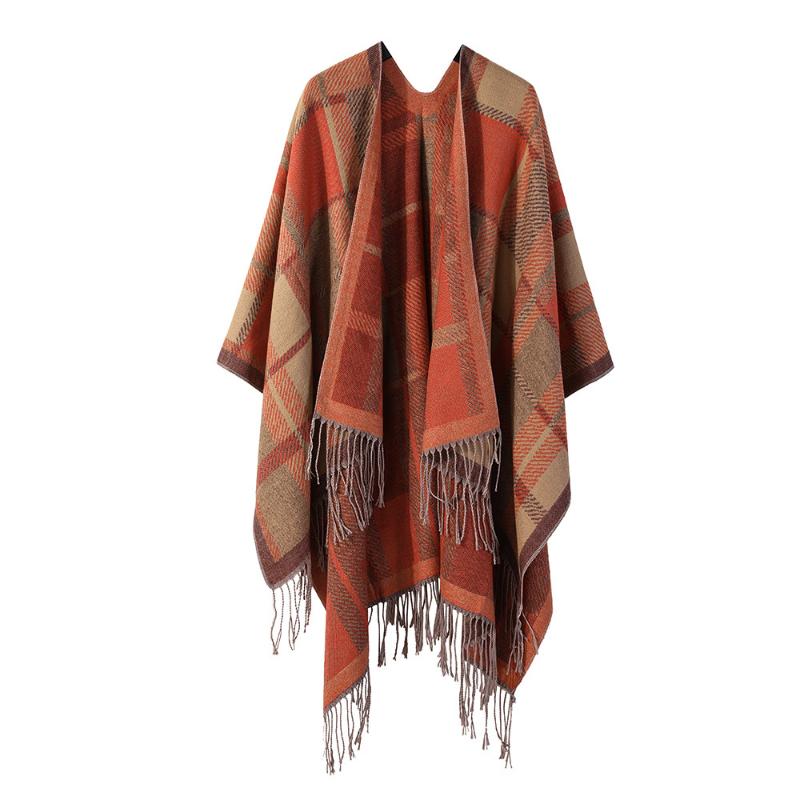 Ethnic Style Shawl Summer Outer Wear Women's Large Shawl Cape Cloak High-end Knitted Scarf