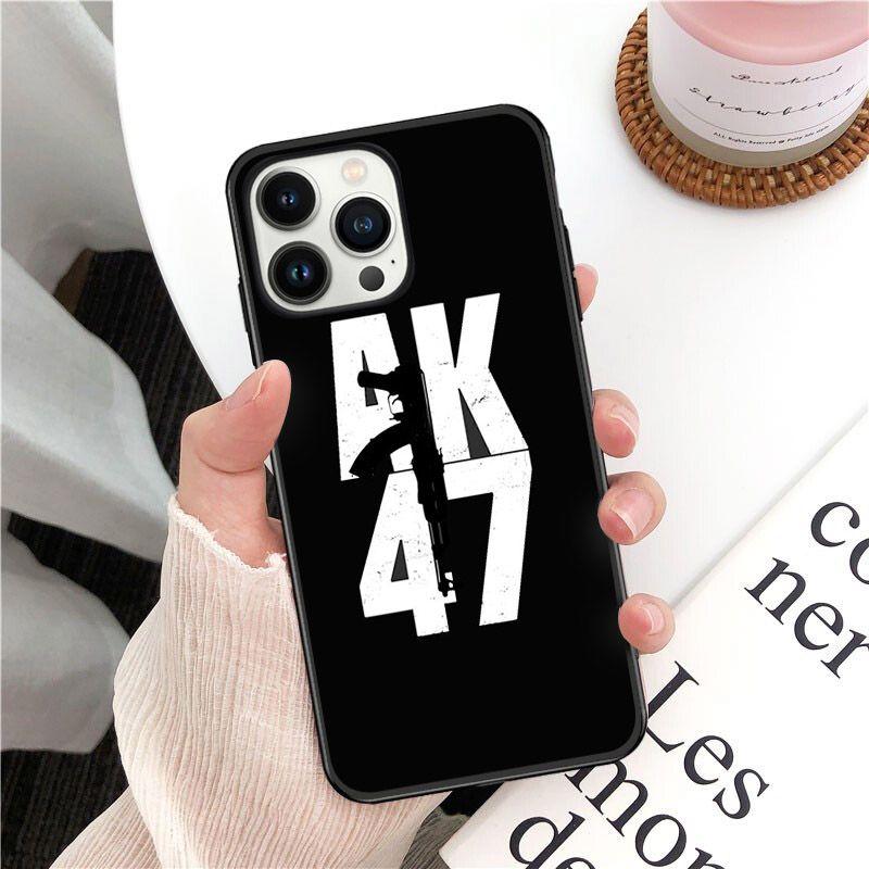 Soft Funda AK47 Gun Phone Cover For Iphone 14pro 11pro 12 13pro Max 5s 6s Xs 7 8plus SE Xr 12mini Coque Cases