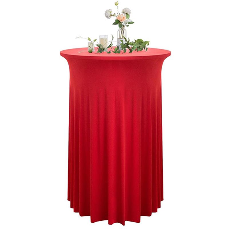 60/80X110Cm Round Spandex Cocktail Tablecloth Skirt Elastic Round Table Cover High Top Table Bar Outdoor Wedding Party Banquet