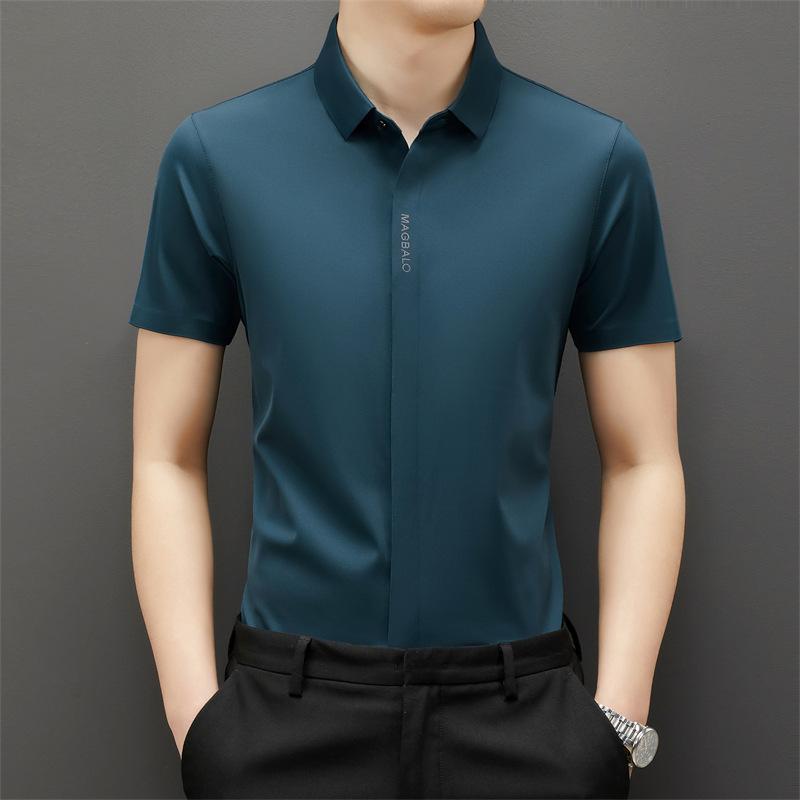 Summer Clothing Summer Casual Men's Short-sleeved Ice Silk Shirt for Young and Middle-aged People Casual Stylish Slim Shirt