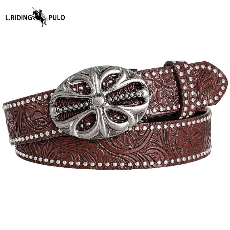 Classic Embossed Color Changing Western Cowboy Belt Buckle Belt Edge Smooth Buckle Personality Belt