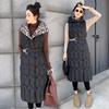European and American leopard print plus slim-fitting hooded cotton vest to keep warm in autumn and winter women's long thin down cotton vest vest