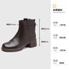 Winter Versatile Vintage Leather Martin Boots Women's Skinny Platform Chelsea Boots Round Head Fashion Low Boots
