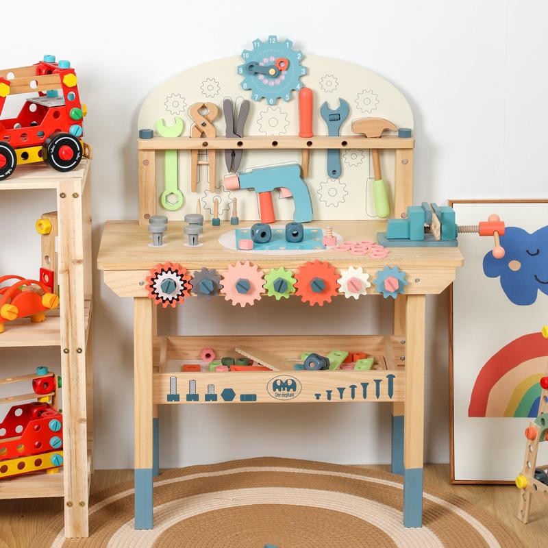 Wooden Children'S Play House Maintenance Tool Table Simulation Disassembly Tool Table Screwing Nut Puzzle Development Toy