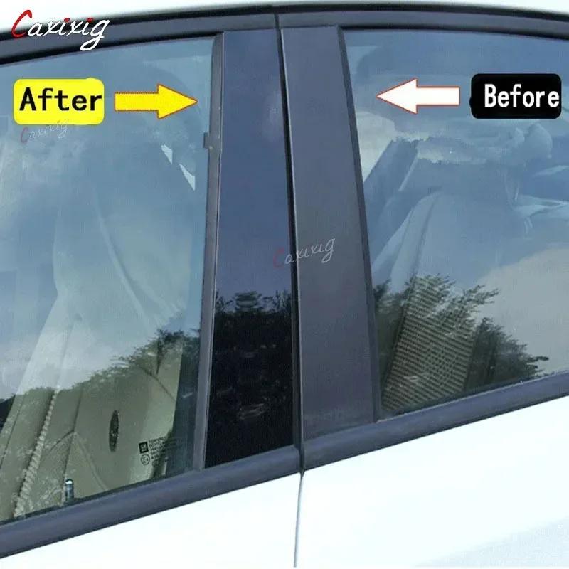 6Pcs Car Window Center B C Pillars Post Cover For Chery Omoda 5 2022-2024 Mirror Effect Trim Door Column Glossy Black PC Sticker