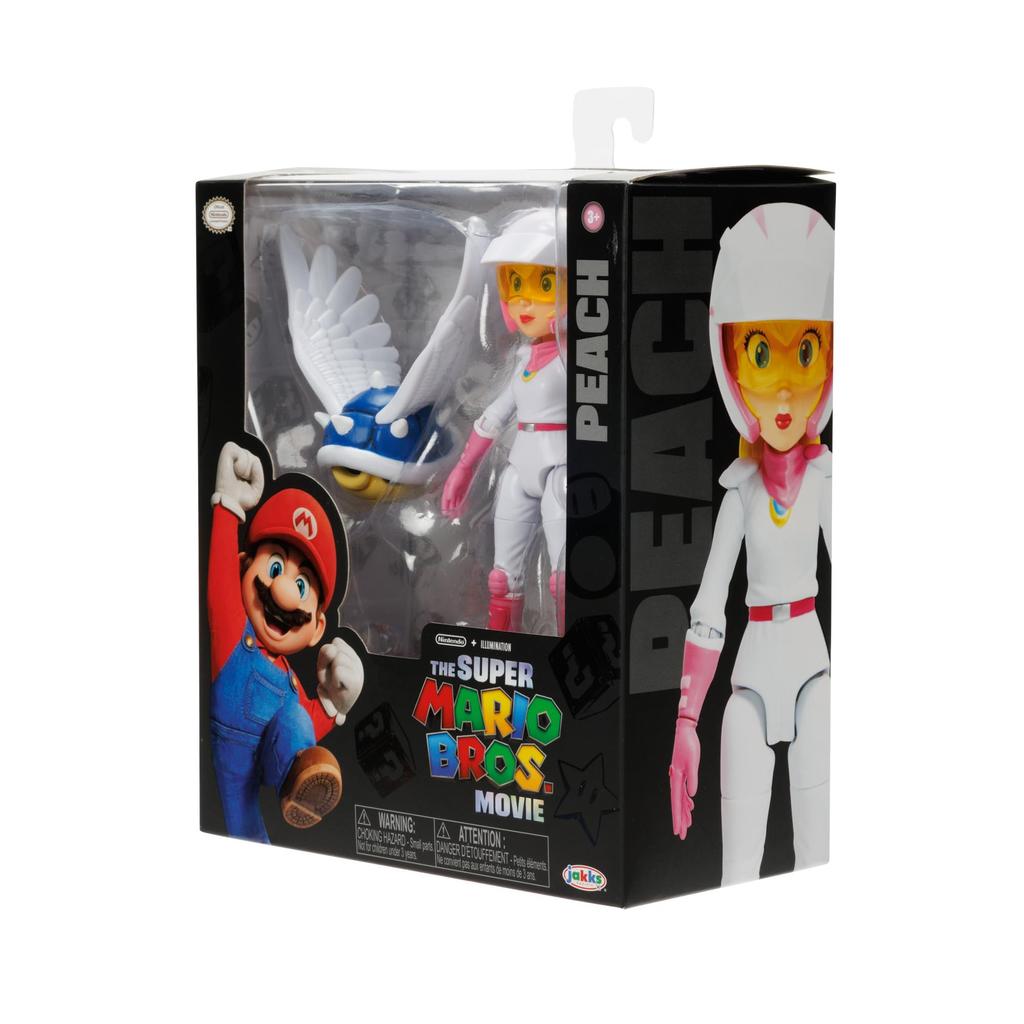 THE SUPER MARIO BROS. MOVIE 5-Inch Action Figure Series 2 Peach Figure in Motorcycle Outfit with Spiny Blue Shell