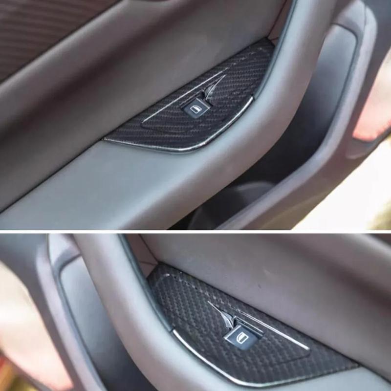 For Peugeot 508 GT    ABS Carbon Fiber Armrest Window Buttons Cover Glass Lift Adjust Switch Panel Trim Accessories