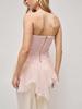 Pink Strapless Ruched Waist Vest - French Sweet Style, Stunning One-Shoulder Design