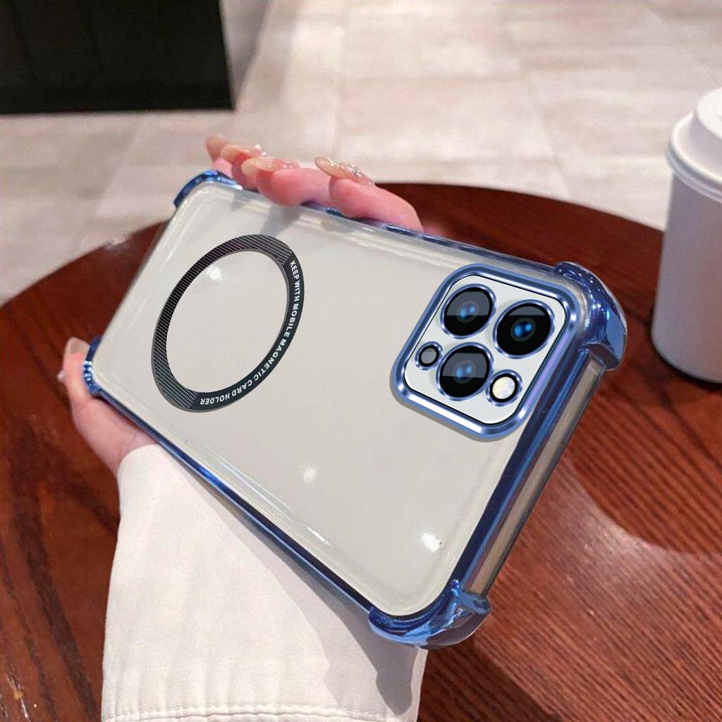 Case for iPhone 16 ProMax,16 Pro,15 ProMax,15 Pro,14 ProMax,14 Pro,13 ProMax,13 Pro Clear Magnetic Casing Electroplated Lens Frame Phone Cover