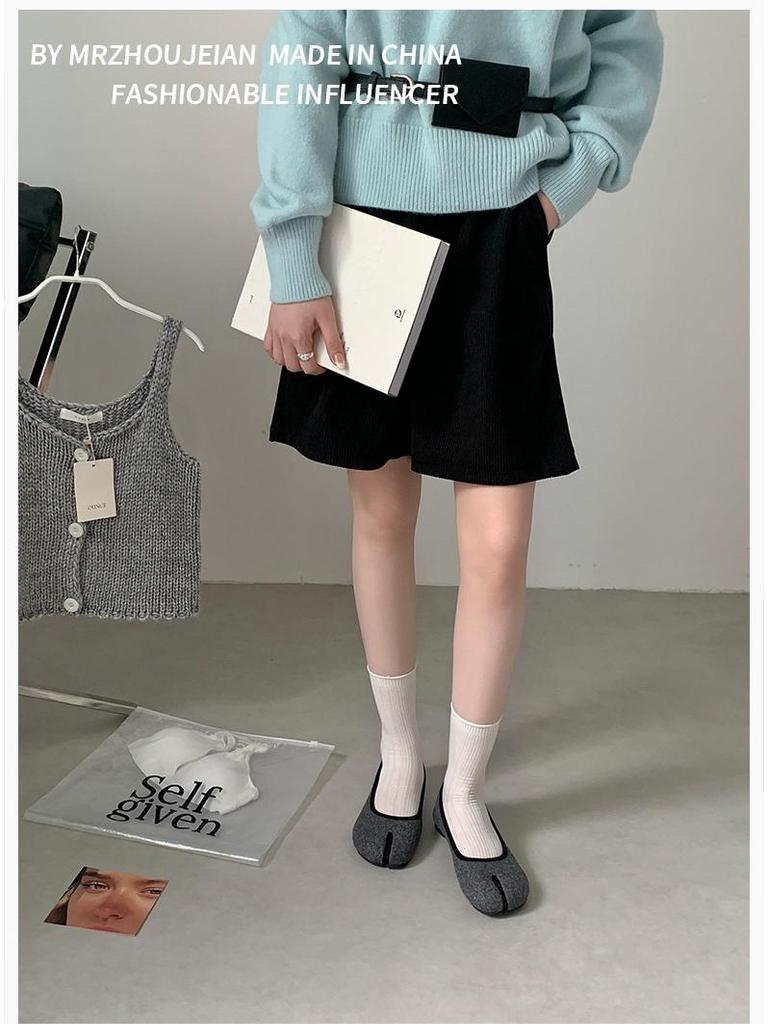 Dámské retro nazouvací boty s rozdělenou špičkou, měkká podrážka, nízký střih, perfektní k sukním