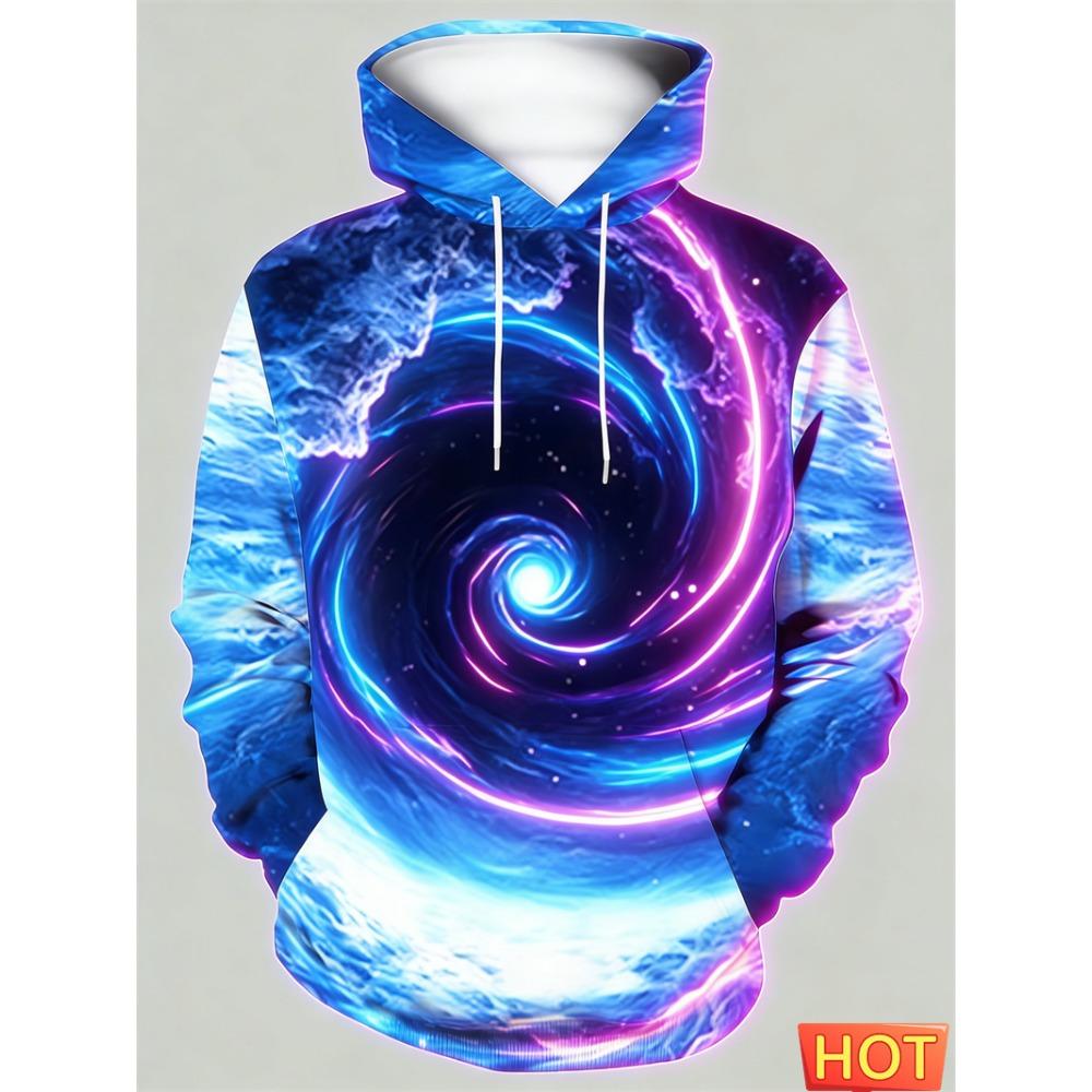 Optical Illusion 3D Vortex Graphic Print Hoodies For Men Long Sleeve Oversized Hoodie Streetwear Pullover New Men Women Hoodie