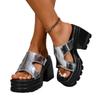 Fashion Summer 2025 New Open Toe Women's Platform Slippers Outdoor Plus Size Chunky Heels Sandals Fashion Concise Daily Dress Slippers