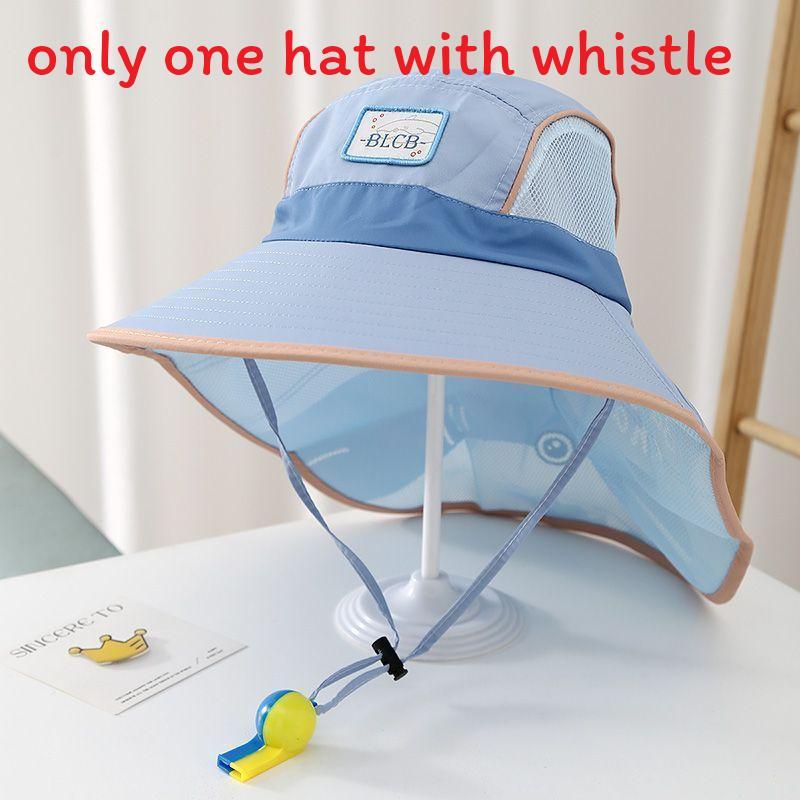 

Childrens Sun Protection Hat With Wide Brim Uv Shield Summer Beach Cap For Kids синий