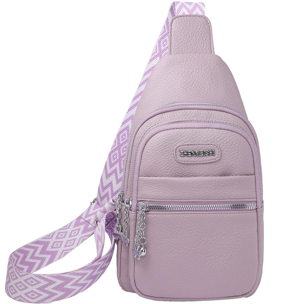 Women Chest Bag PU Leather Fashion Shoulder Bag Simple Casual Chest Waist Pocket