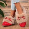Women's Plush Slip-On Slippers with Bow - Winter Indoor/Outdoor House Shoes, Soft Cushioned TPR Sole & Plush, Cozy Non-Skid Footwear