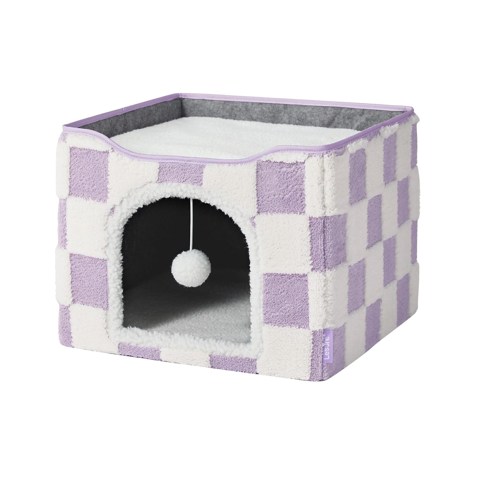 

Indoor Beds House - Large Cave For Pet With Ball Hanging, Foldable , 16.516.513 Inches, Cozy Clouds Blue One Size фиолетовый