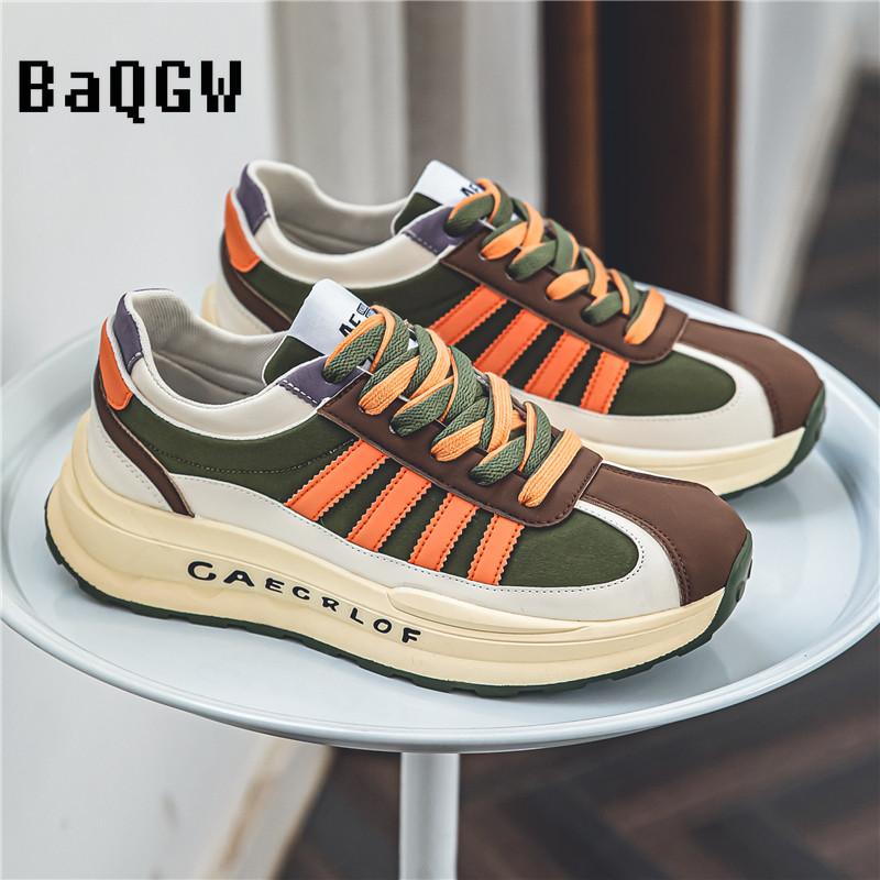 Designer Luxury Chunky Sneakers for Men Fashion Casual Color Block Leather Breathable Height Increased Platform Running Shoes