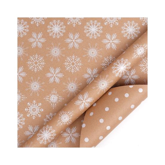 Christmas Wrapping Paper Vintage Thick Brown Holiday Gift Wrap with Christmas Tree Truck Snowflake