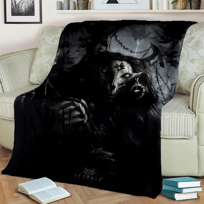 Gothic Horror Skull Ghost Cartoon Blanket Soft Throw for Home Bedroom Bed Sofa Picnic Travel Office Cover Kids