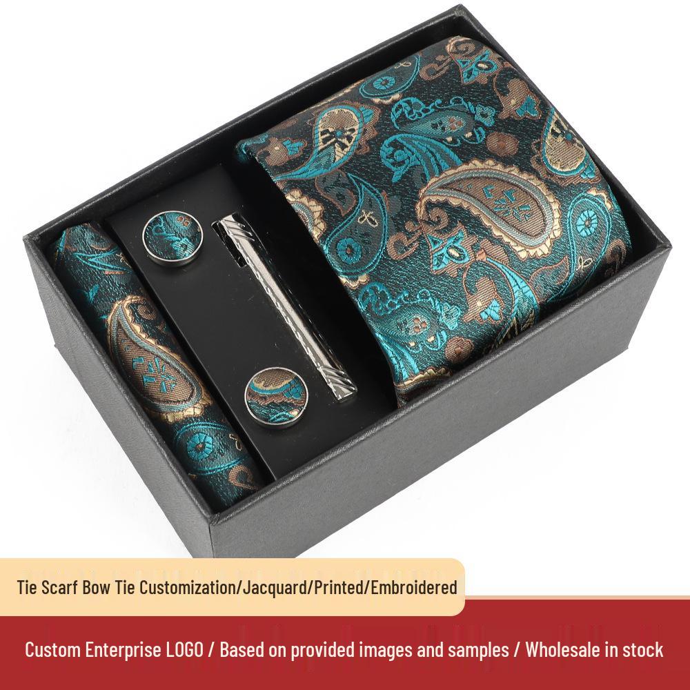 Heren Paisley Jacquard Stropdas met Cadeaubox - Elegante 8CM Cashew Design
