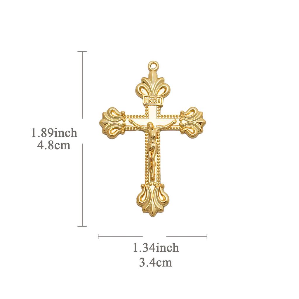 DIY Vintage Cross Pendant In Antique Brass or 18k Gold Plated, 4.8x3.4cm