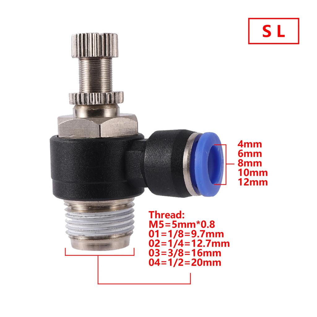 Water Tank Pneumatic Regulating Valve 1/8"1/4"3/8"1/2"BSP Male Thread Joint 4/6/8/10/12mm Garden Aquarium Fish Tank Pipe Fitting