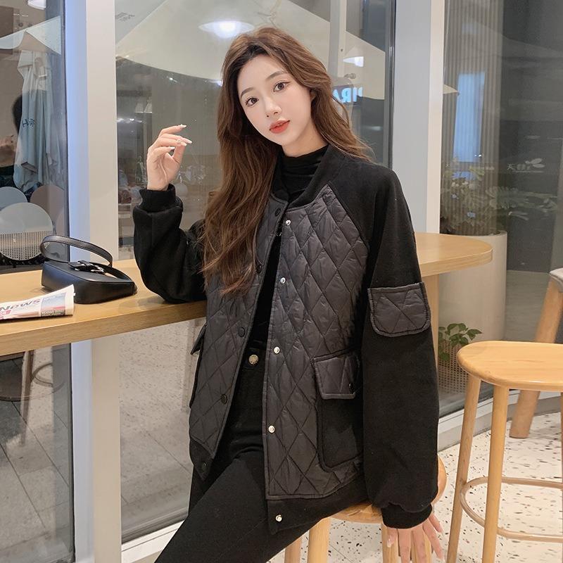 Fashion cotton clothes women's rhombus thin winter new short jacket padded cotton loose baseball clothes cotton jacket women