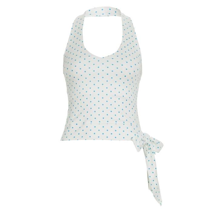 Printed Side Slim-fit Halter Top Summer Straps Skinny Pure Desire Vest Suspender Female Neck Sexy Spice Girls Polka Dots