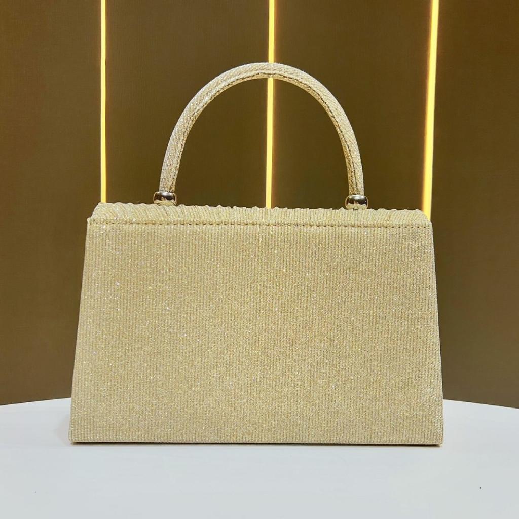 New Gold Pleated Handbag,Perfect Party Banquet Bag,Evening Shoulder Crossbody Bag