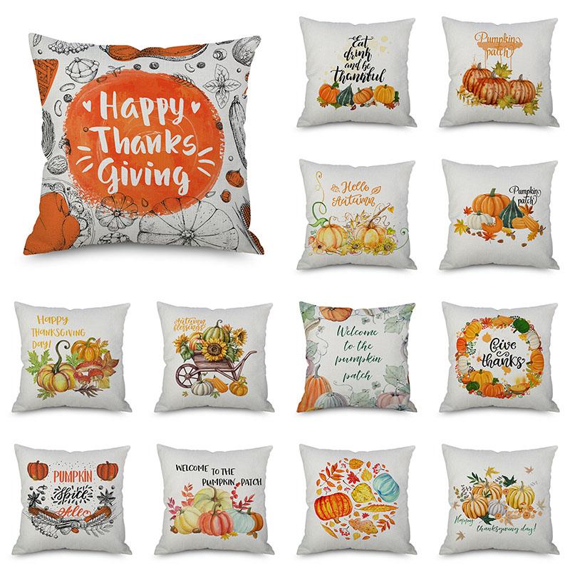 Thanksgiving Throw Pumpkin Pillow Cover Pillowcase Decorative Sofa Cover Cushion