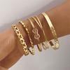 10Pcs/Set Punk Vintage Gold Color Smooth Metal Bracelets Exaggerated Geometric Twist Chain Bangle For Women Fashion Jewelry Gift