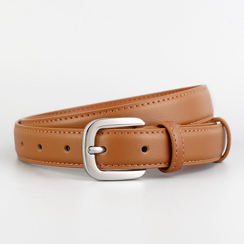 Cintura Minimalista in Pelle da Donna con Fibbia ad Ardiglione per Uso Casual e da Ufficio