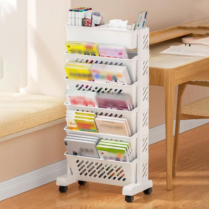 Storage Rack Book Storage Organization Rack Multifunctional Movable Storage Rack Floor To Floor Multi-layer Bookshelf Small Cart