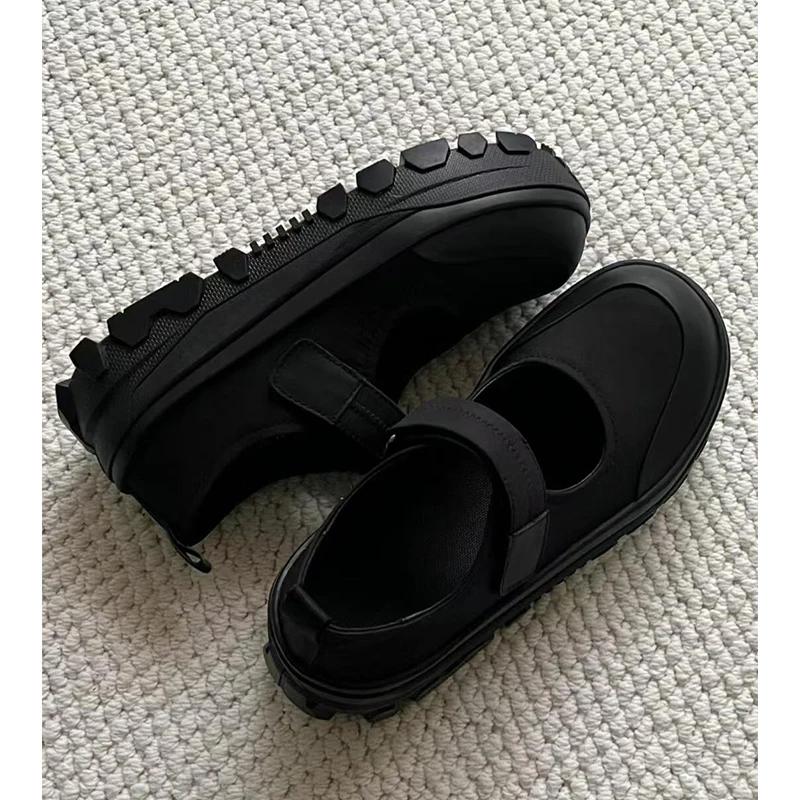 

Korean version thick sole single shoe with college style height increasing versatile casual Mary Jane shoes for women 40 чёрный
