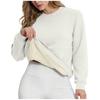 Women's Casual Fashion RoundNeck Pullover Top Winter Solid Color Plush Sweatshirt
