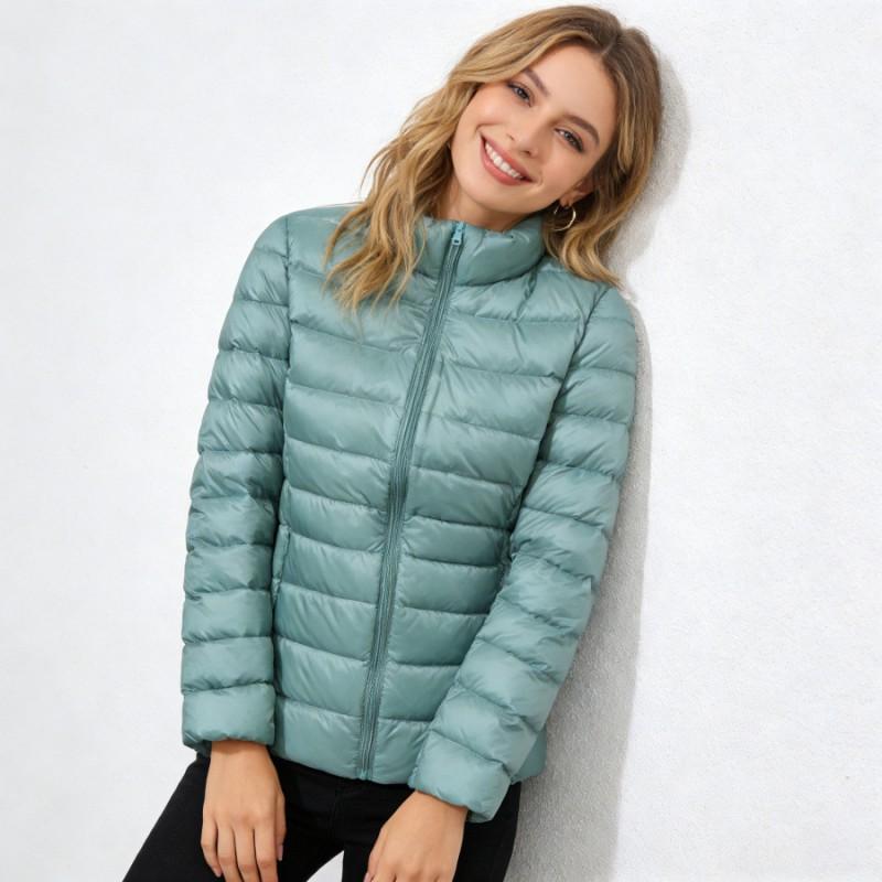 Womens Lightweight Down Jacket Winter Short Puffer Coat Stand Collar Slim Fit 7XL Duck 50% Fill Power