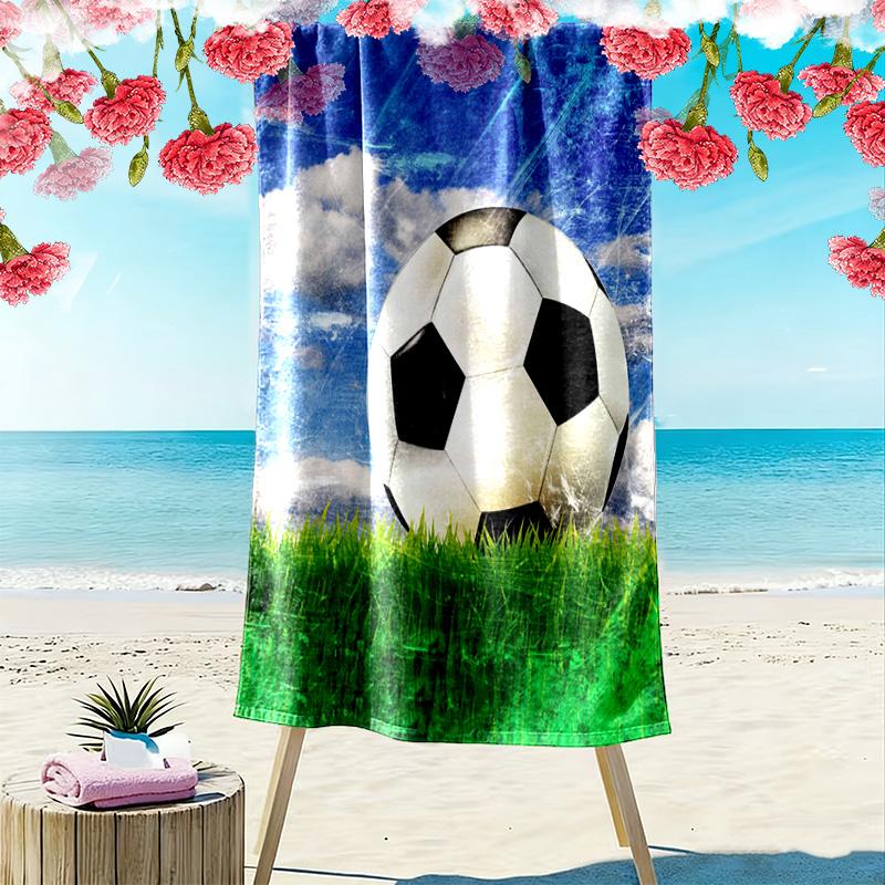 Soccer Art Print Beach Towel, Large Soft Quick Dry Towel for Beach Camping Swimming