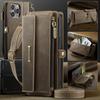 CASEME C39 Series For iPhone 13 Pro Case RFID Blocking 9 Card Slots Zipper Wallet Stand Leather Cover with Strap