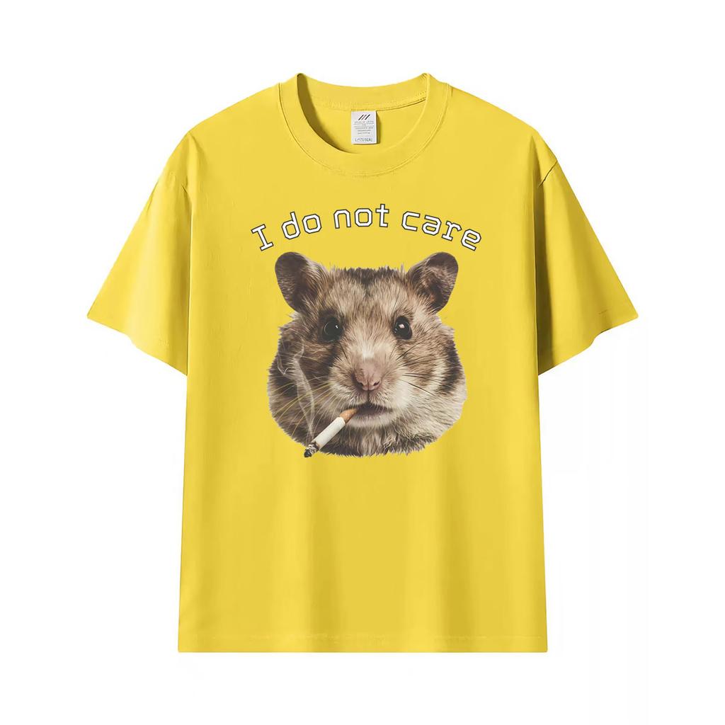 Funny Smoking Hamster Animals Absurdist Meme I Do Not Caret Shirts Unisex Unisex Summer 100 Cotton Oversized Tshirts Streetwear