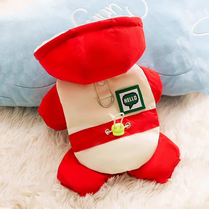 

Pet clothes autumn and winter contrasting colors splicing four-legged charging cotton-padded clothes small dog teddy bear cat clothing S (recommended weight 3-2.5 kg)