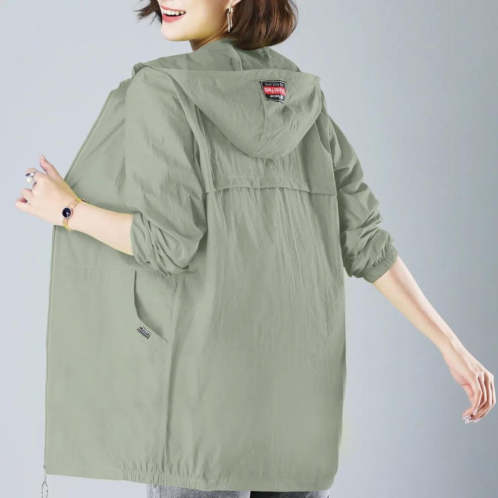 Damen Winterjacke mit Kapuze, Dünnmantel, Lässige Langarmjacke mit Kapuze, Windjacke für Damen, Sonnenschutzjacke, Übergröße