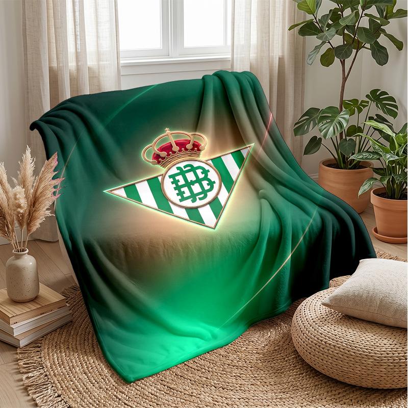 Real Betis Football Print Flannel Blanket, Soft Warm Lightweight Throw Blanket for Sofa Bed Camping