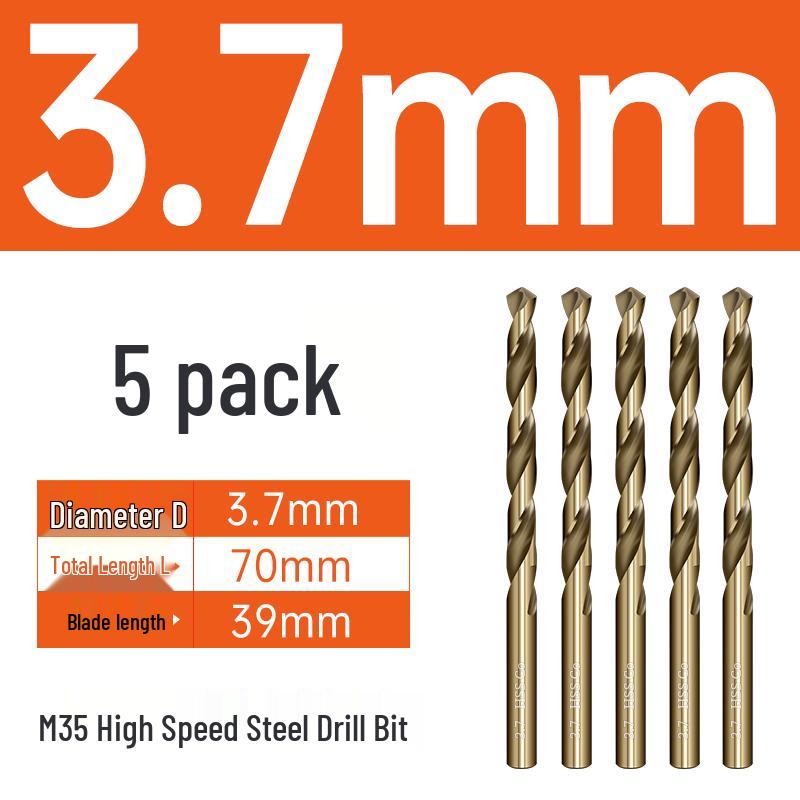 M35 Cobalt Twist Drill Bits Set for Stainless Steel, High Hardness, Straight Shank, Hand & Electric Drills