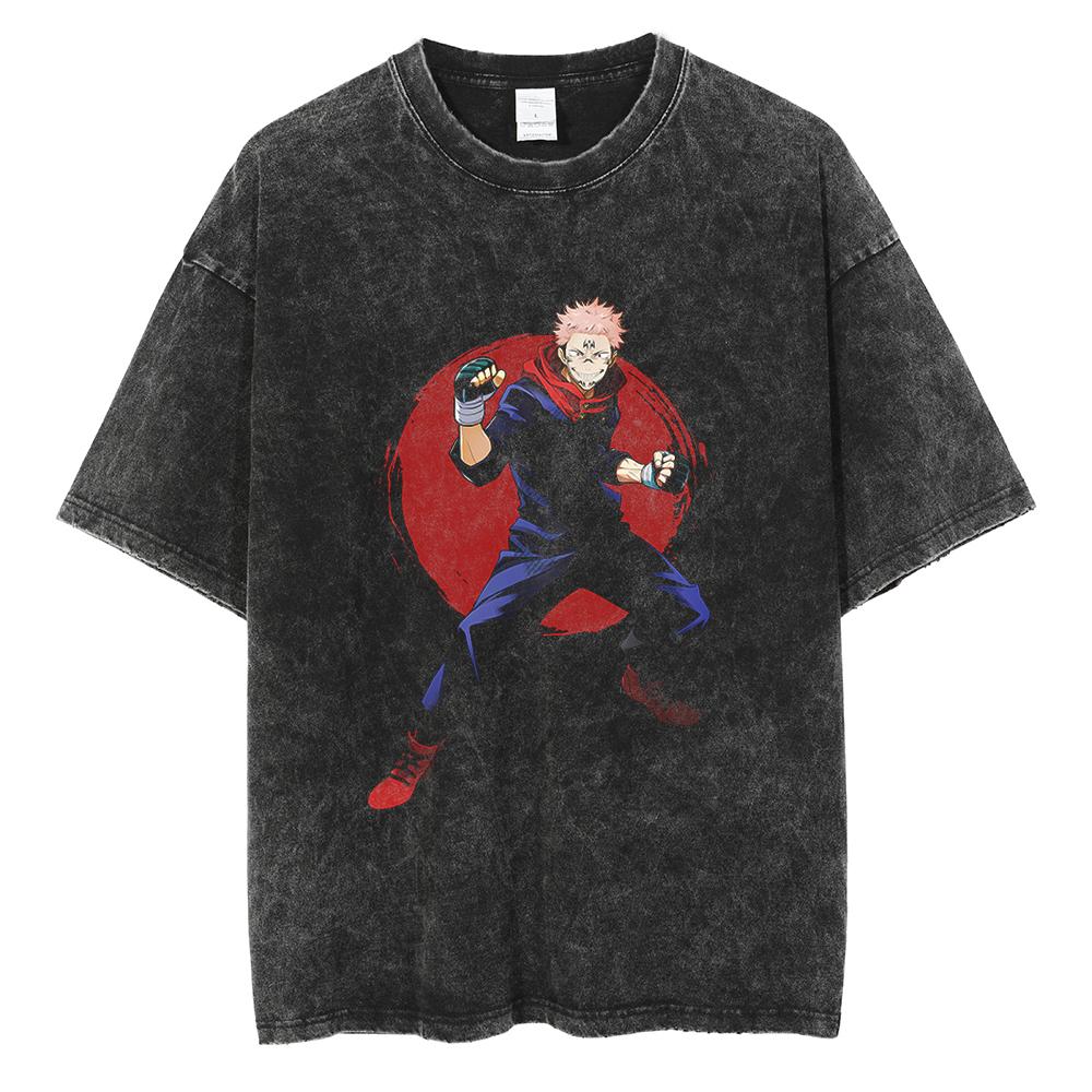 Hot Anime Jujutsu Kaisen Satoru Gojo Graphic Print Tshirt Men Women Washed Cotton Tshirts Harajuku Male Oversized T Shirt